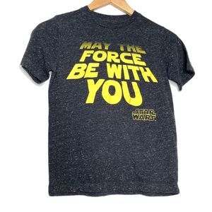 STAR WARS Kids T-Shirt May the Force be With You Gray Boys Tee Shirt Size Small